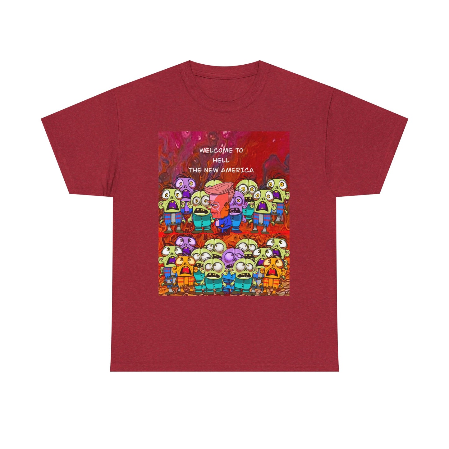 Unisex Heavy Cotton Tee - "Welcome to Hell, The New America" Funny Graphic Shirt for Art Lovers