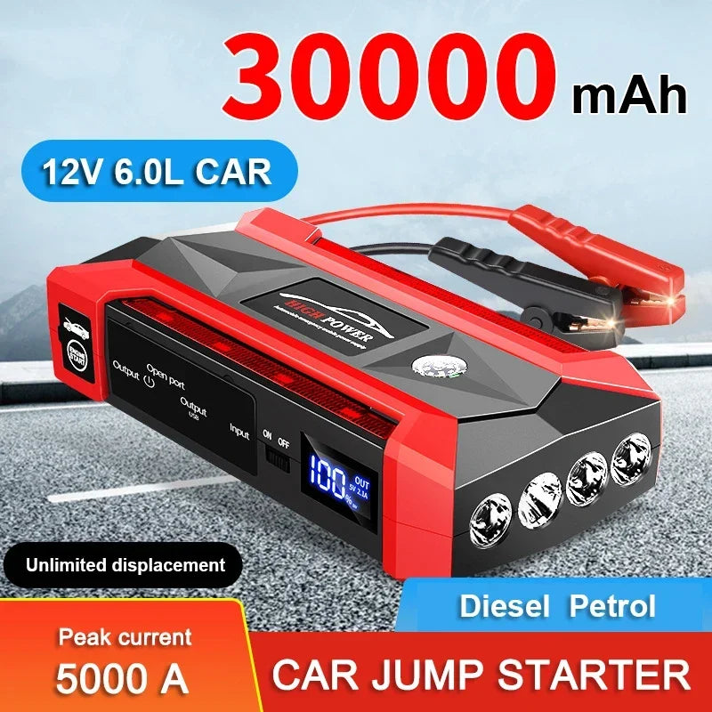 4000A Start Power Bank 30000mAh Jump Starter Car Booster External Battery 12V Starting Device for Petrol Diesel Powerbank