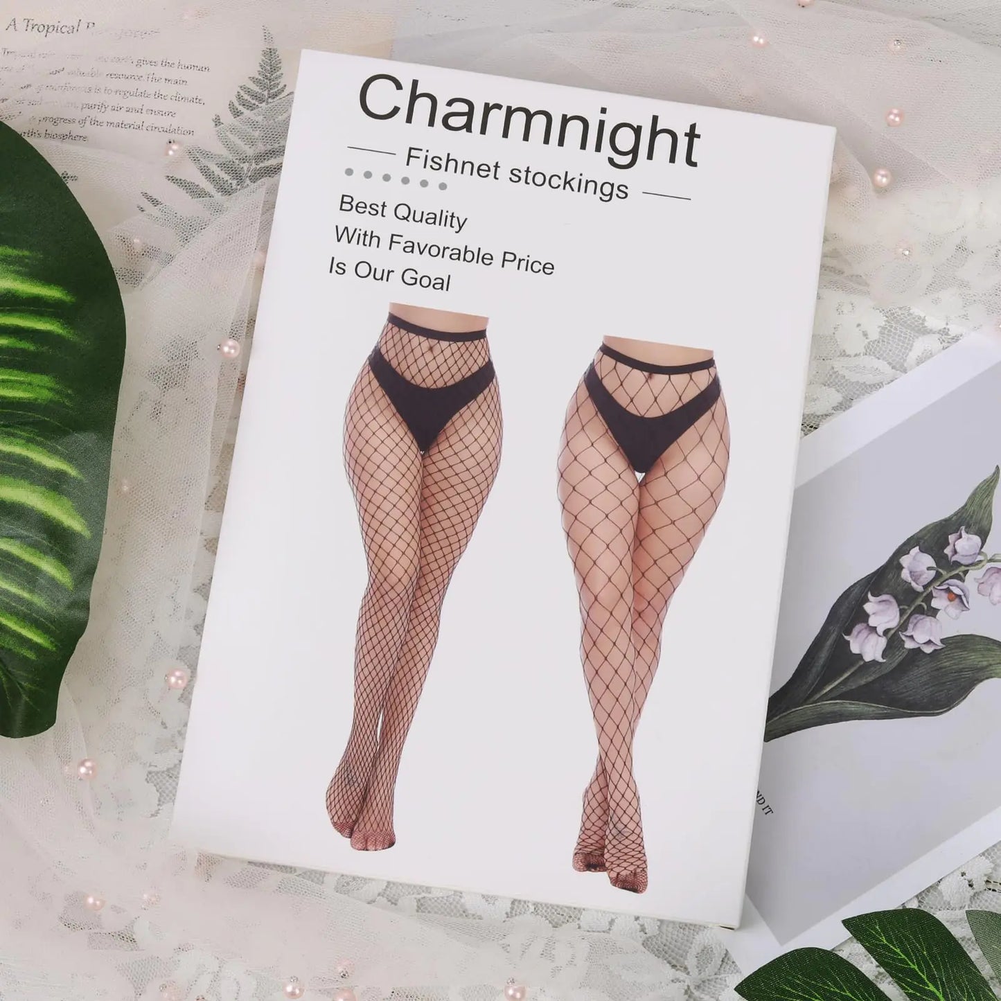 Charmnight Womens High Waist Tights Fishnet Stockings Thigh High Pantyhose One Size Black-g5